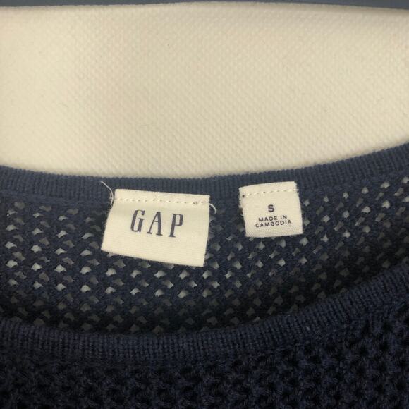 Gap Bell Sleeve Mesh Blue Pullover Sweater Size S - Picture 2 of 11